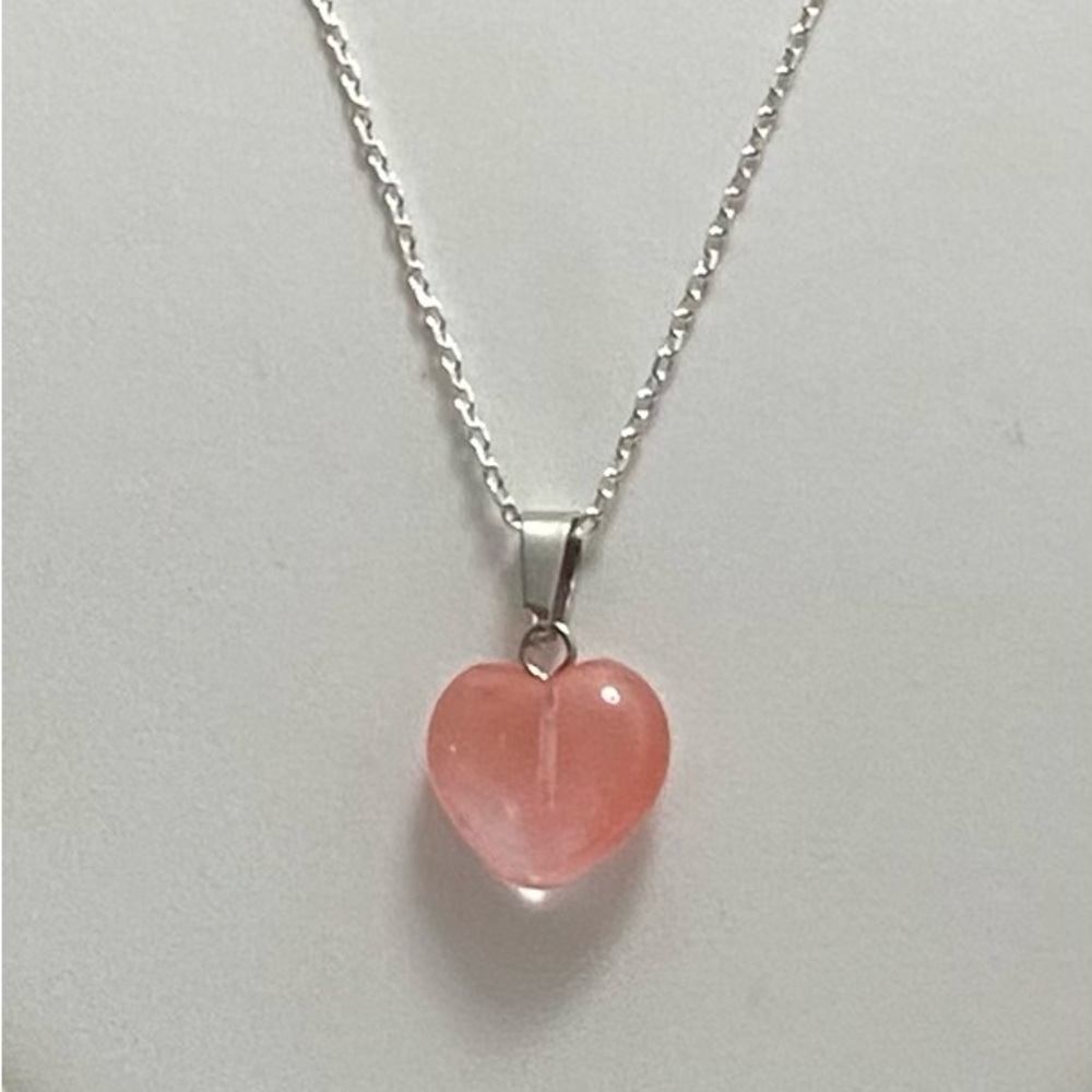 Genuine Rose Quartz with 925 SS chain